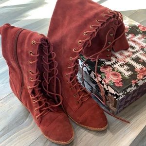 Jeffrey Campbell knee high suede lace up boots